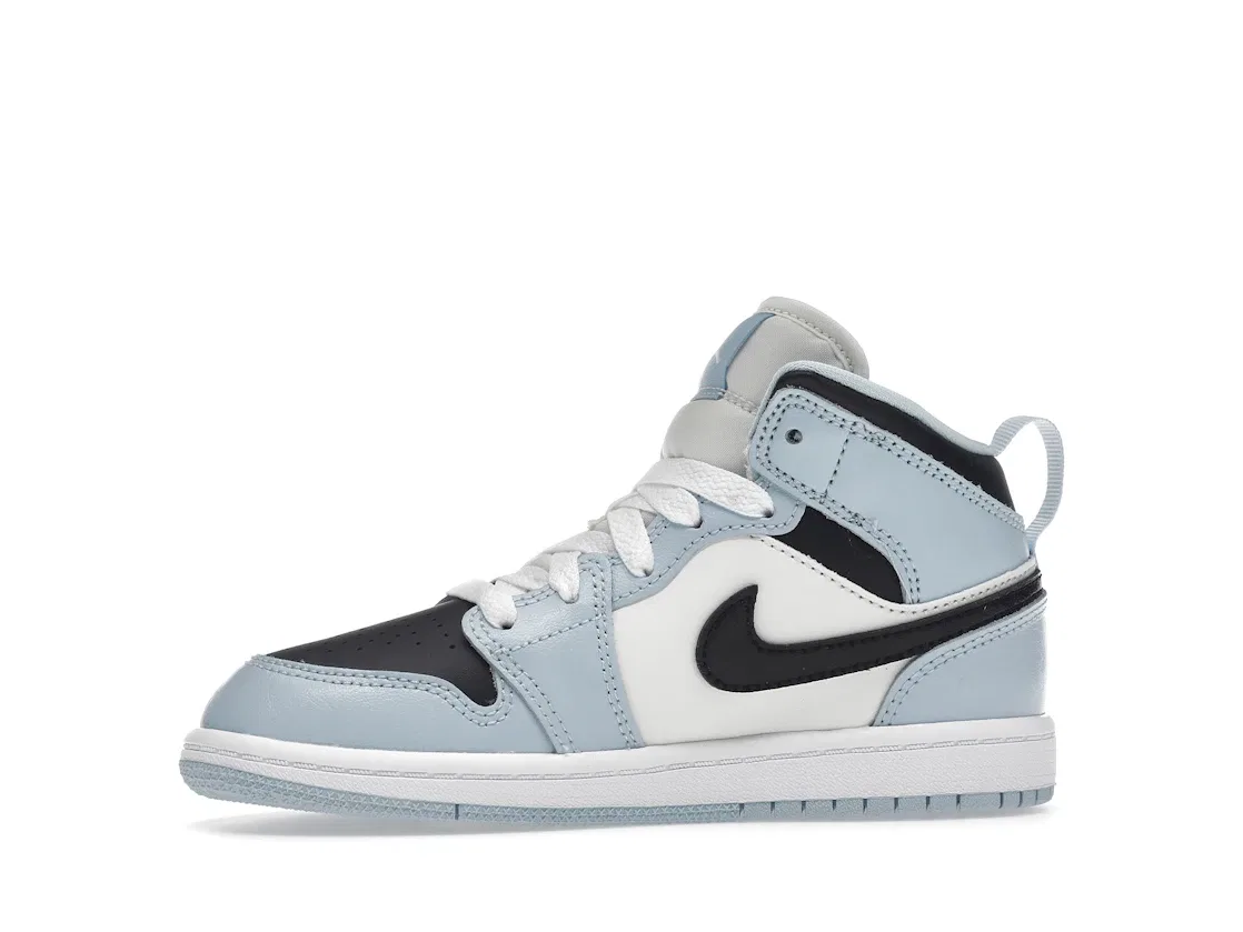 Детские кроссовки для дошкольников с амортизацией Air Jordan 1 Mid Jordan, Ice Blue/Black/Sail/White — фото 3