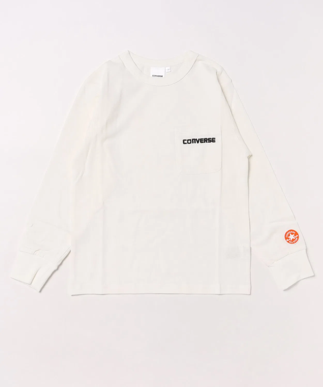 Детская футболка с длинным рукавомс карманом CONVERSE, Off White