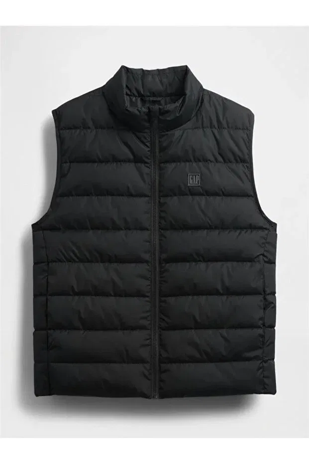Мужской жилет с принтом V-Frch logo ltwt puffer vest Gap, Black — фото 2