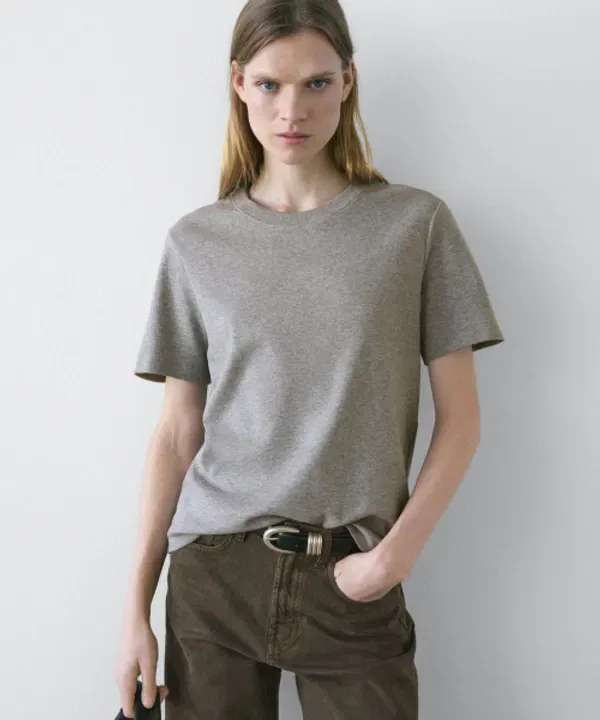 Футболка с круглым вырезом, 100% хлопок, Massimo Dutti