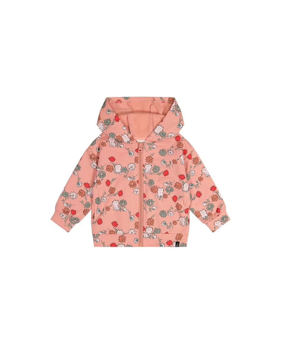 Кардиган на молнии с капюшоном, с принтом Deux par Deux, Pink Cat Print