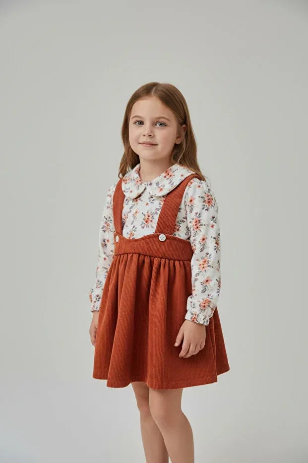 Детское платье-жилет из вельвета с длинным рукавом Neva Baby&Kids, Brown — фото 2