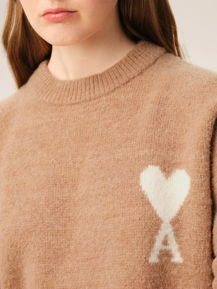 Свитер с круглым вырезом Adc Crewneck AMI PARIS, Camel/Ecru — фото 3
