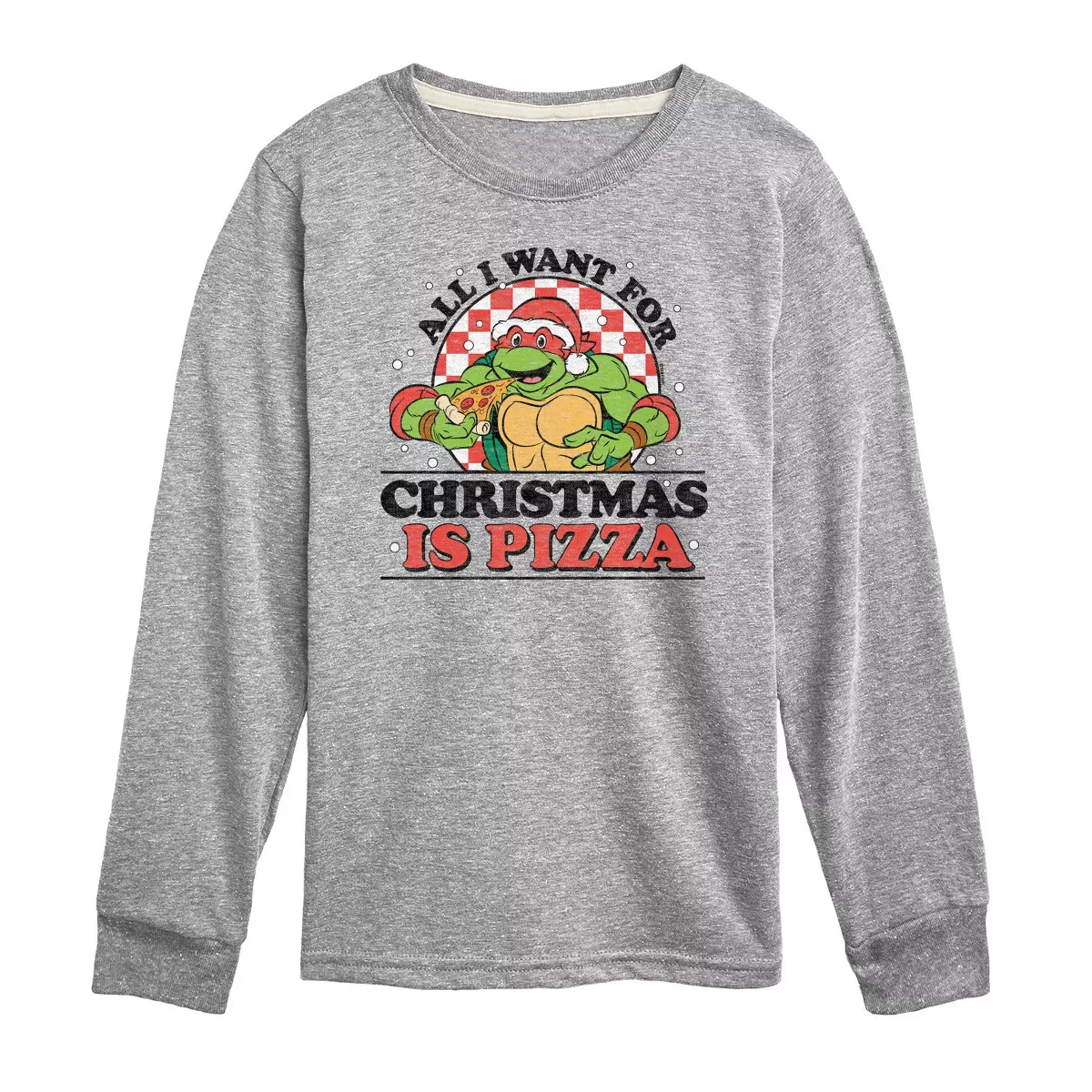 Детское лонгслив с принтом All I Want For Christmas Teenage Mutant Ninja Turtles, Athletic Heather