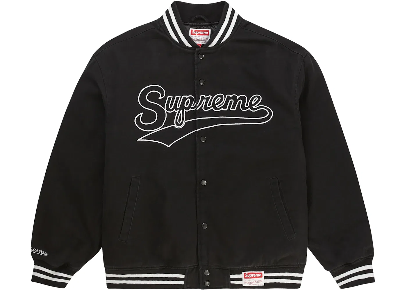 Мужская куртка-бомбер из твила с квилтингом Supreme Mitchell & Ness Doughboy Twill Varsity Jacket, Black