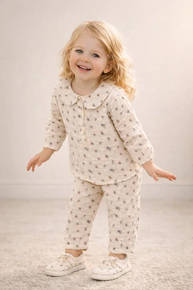 Детский комплект для девочек хлопковый Basics We&Me, Beige