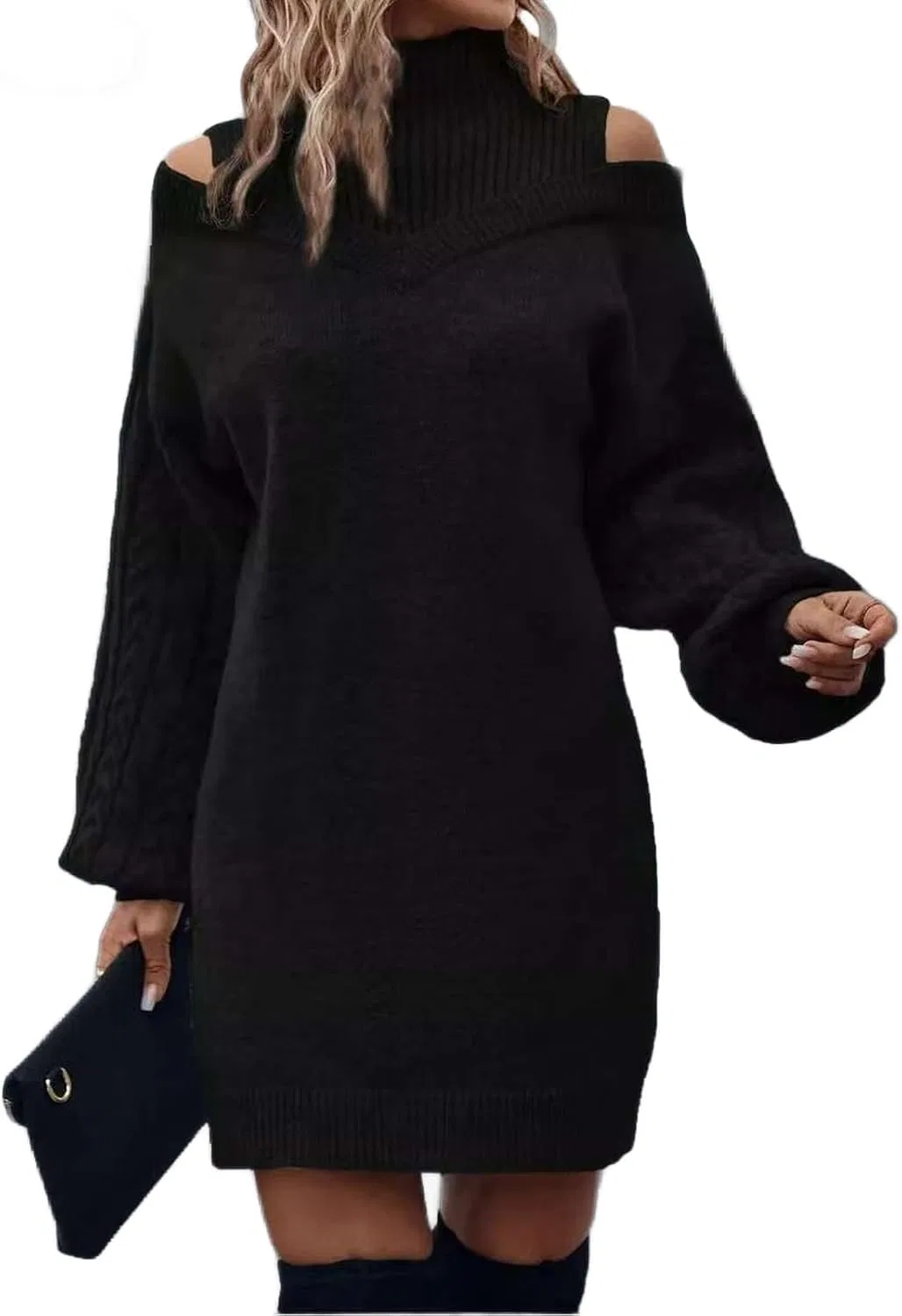 Женское платье-свитер с воротником-стойкой Off Shoulder, 25