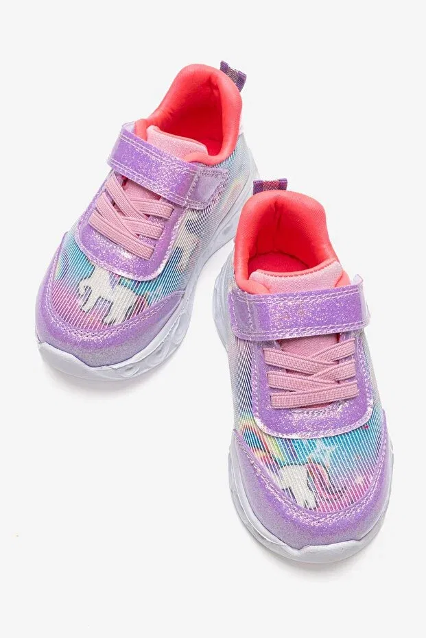 Детские кроссовки для девочек со светодиодами Mnpc, Lilac — фото 3