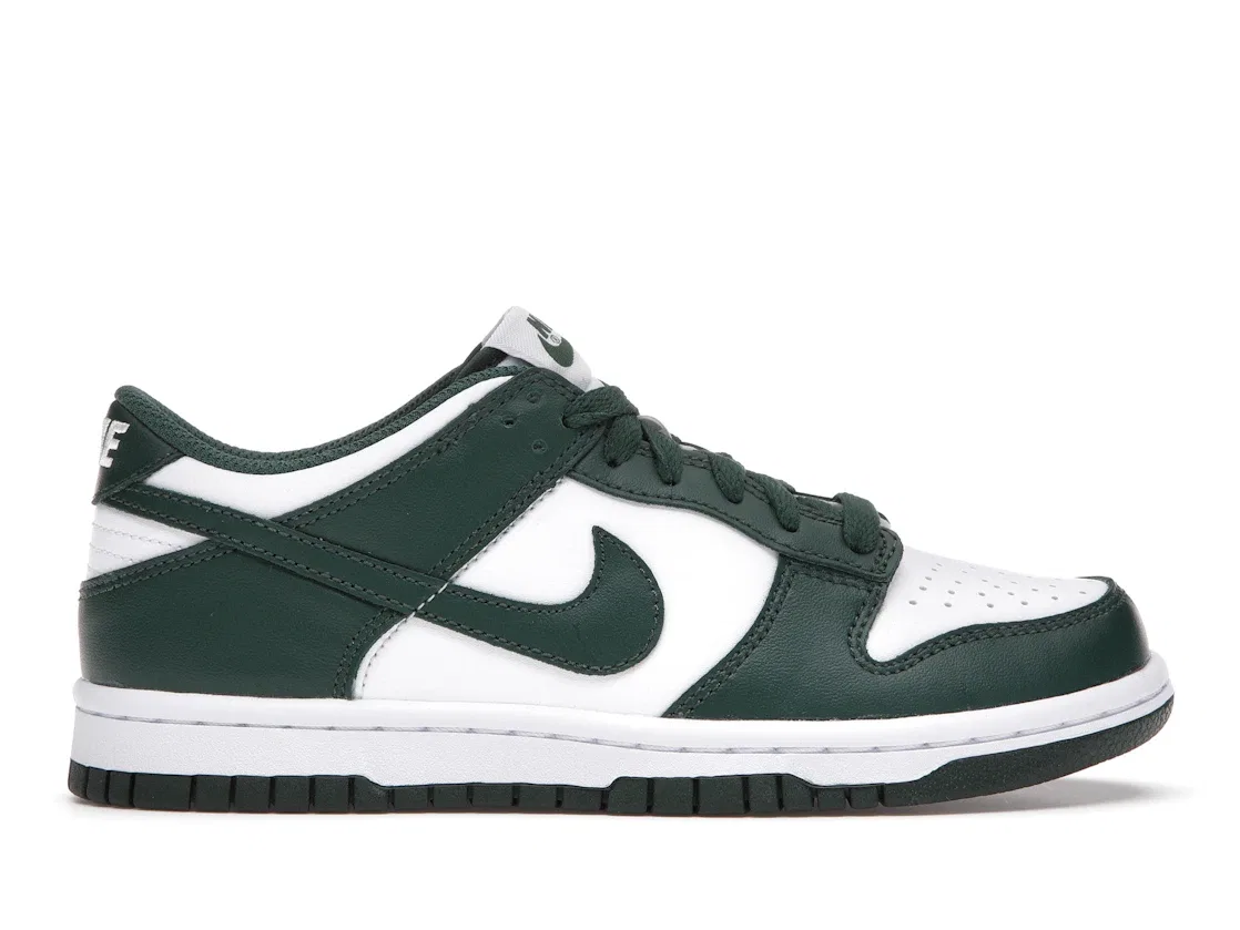 Детские кроссовки на шнуровке Nike Dunk Low Nike, White/Team Green/White