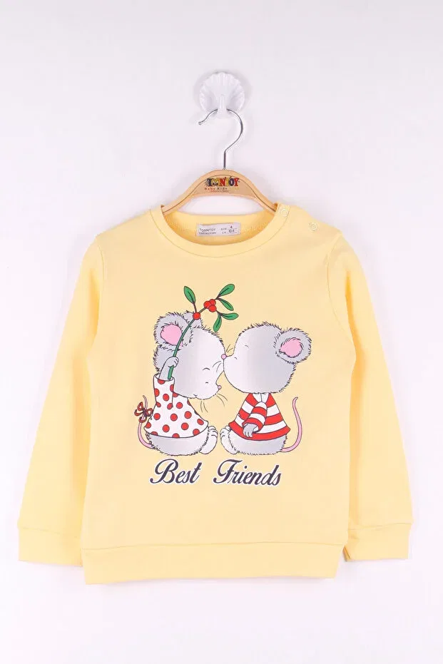 Детские свитшот для девочек с принтом Girl'S Best Friend Toontoy, Yellow — фото 2