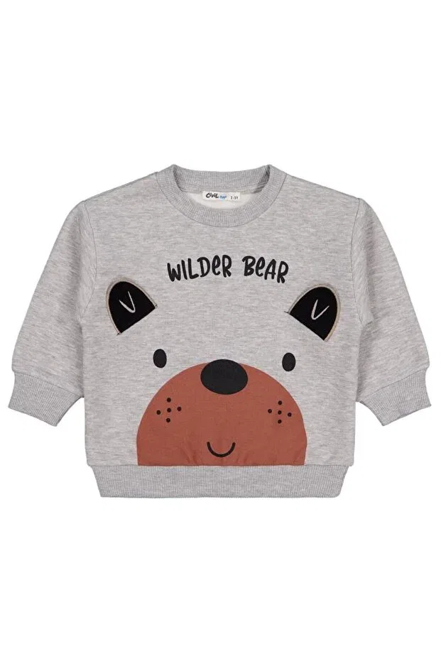 Детские свитшот для мальчиков с принтом Bear Print-Embroidered Civil Boys, Grimelanj