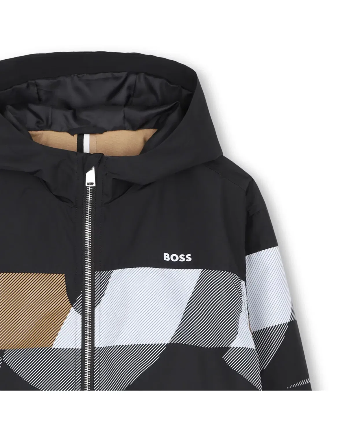 Детская куртка для мальчиков с капюшоном BOSS Kidswear, Negro — фото 2