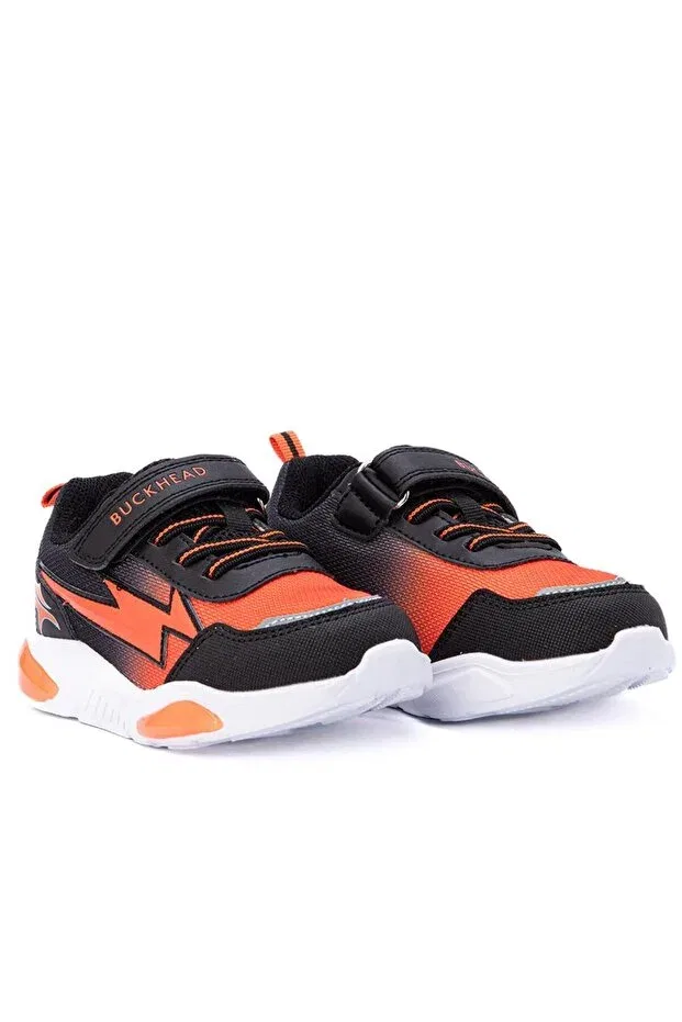 Детские кроссовки для девочек с липучками Cyrus Kids Buckhead, Black-Orange — фото 2