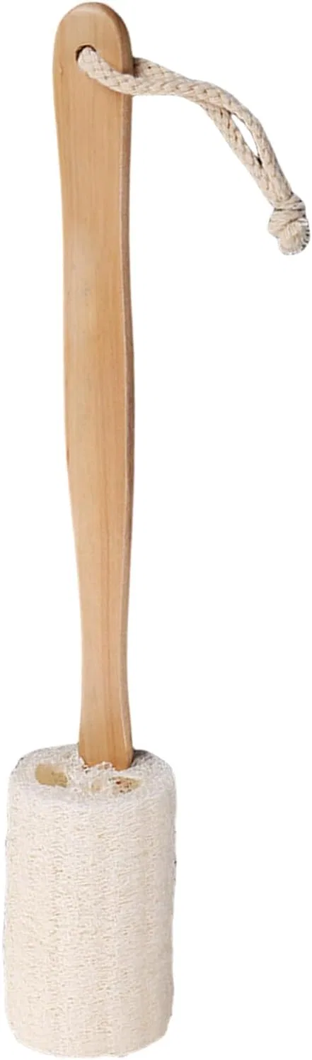 Тело-щетка для спины из люфы с длинной деревянной ручкой, 37x10 см Generisch