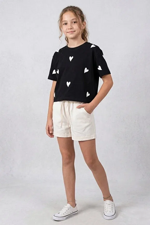 Детские шорты для девочек хлопковые Lesso Kids, White — фото 2