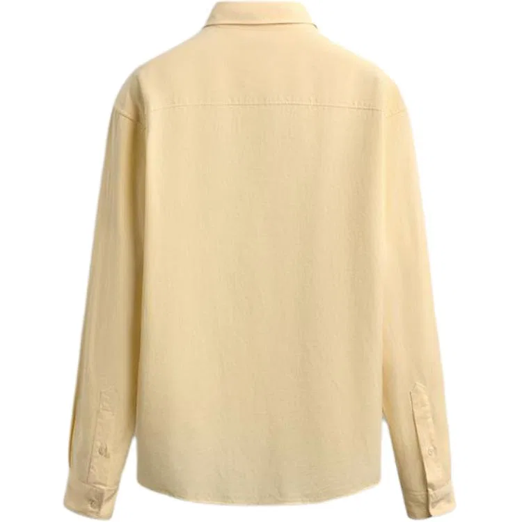 Женская рубашка с отложным воротником Light Beige Yellow/Yellow ZARA, Светло-бежевый Желтый — фото 3
