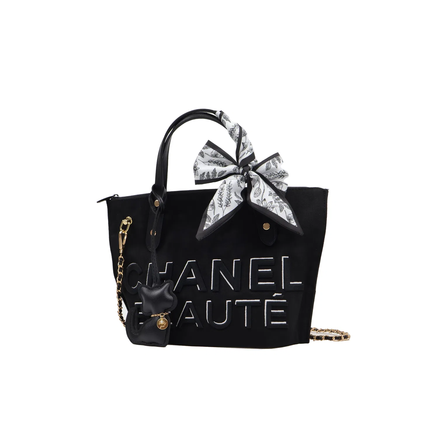 Женская косметичка с принтом Flower Language, CHANEL, Черный — фото 2