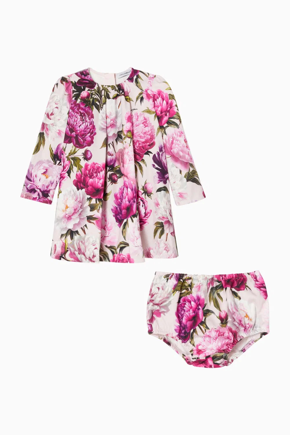 Комплект платье и ползунки с принтом пионов хлопковый Dolce & Gabbana — фото 2
