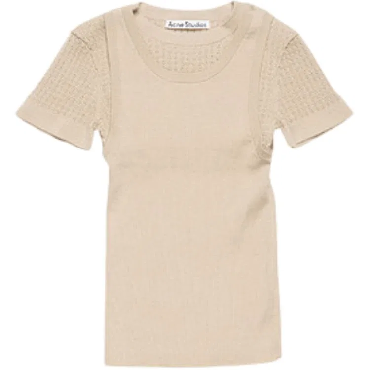 Футболка женская Beige с круглым вырезом и имитацией двух слоев Acne Studios