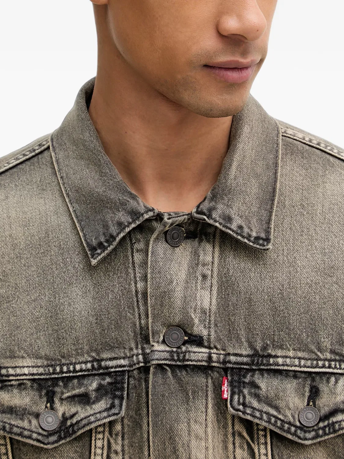 Джинсовая куртка серая с эффектом потертости Levi's, серый — фото 4