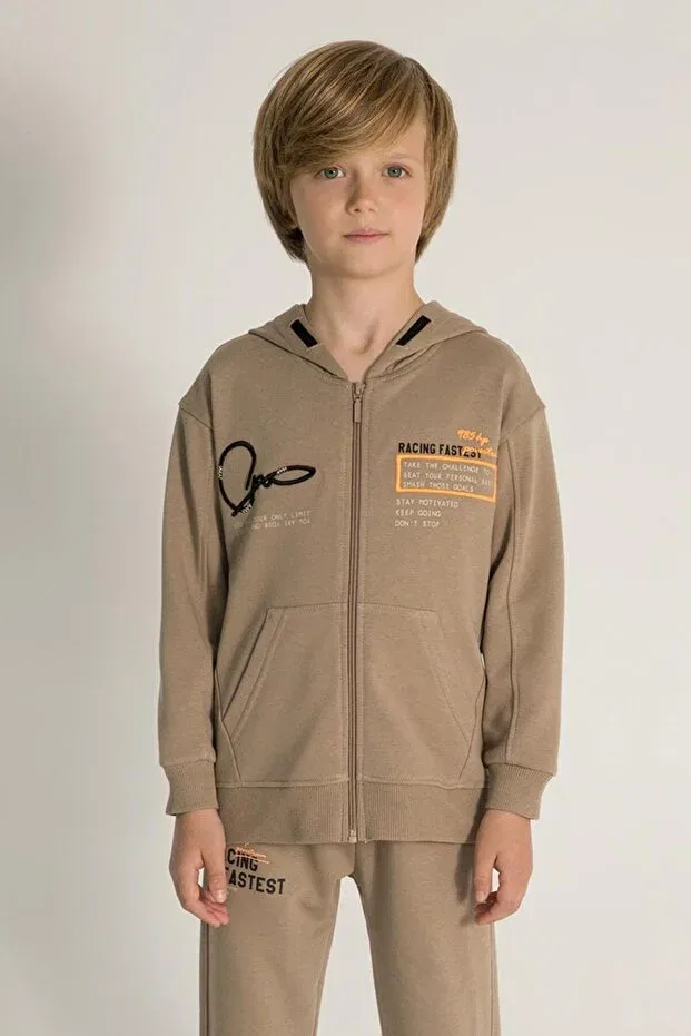 Детский вязаное кардиган на молнии для мальчиков Dmb Kids, Beige