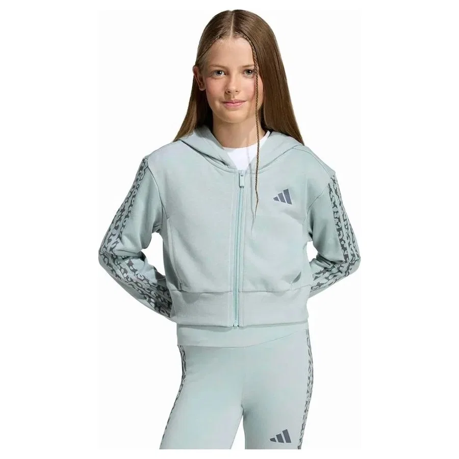 Детская ветровка с капюшоном adidas JG AN 3S FT FZ, Зеленый