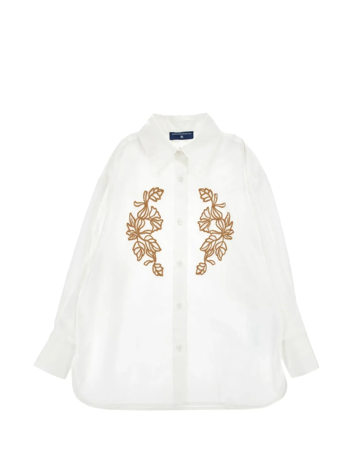 Рубашка белая с цветочной вышивкой Ermanno Scervino, белый