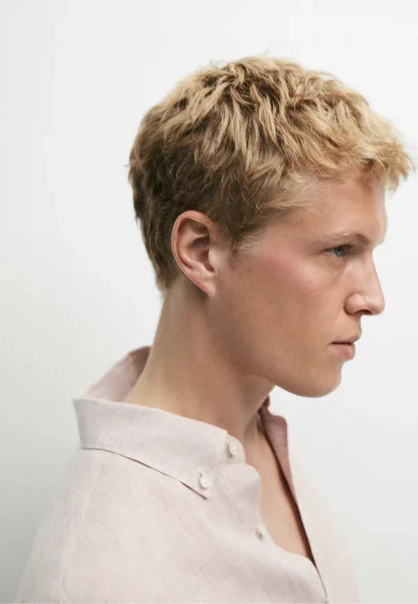 Рубашка из льна Shirt Massimo Dutti, mauve, сиреневый — фото 4