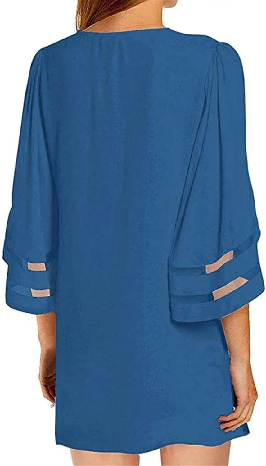 Женский легкий кардиган с рукавами 3/4 колокол Mesh, Dark Blue — фото 3