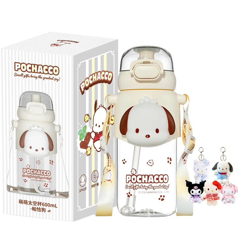 Детская бутылка для воды с трутэном, с брелоком, 600 мл, Pochacco Water Bottle+Random Charm, Sanrio, Multicolor