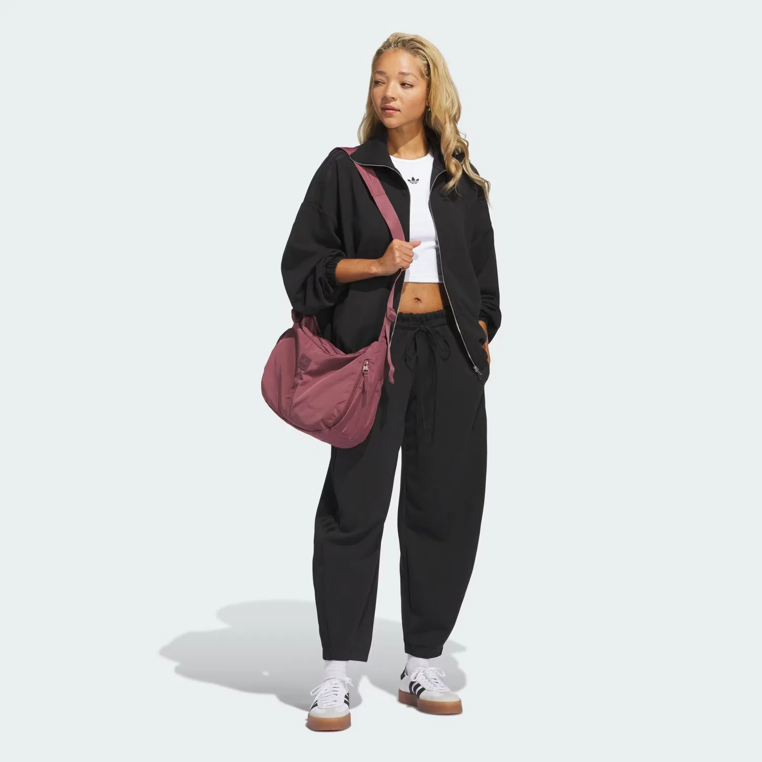 Женская толстовка на молнии оверсайз Full Zip Adidas Originals, черный — фото 3