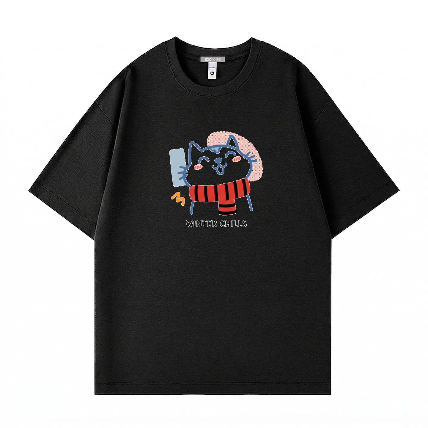 Детская футболка с принтом Red Bean Street Pattern Creative Fashion Design Red Bean, Black