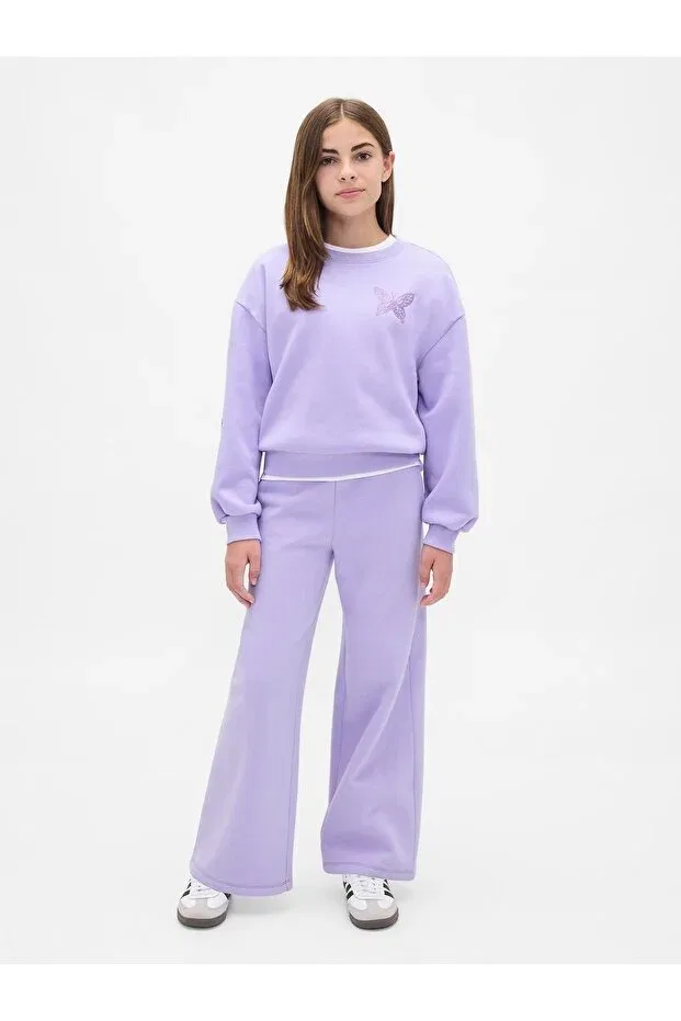 Детские свитшот для девочек с принтом Lilac Vintage Soft Dolman Gap, Lila-004 — фото 3