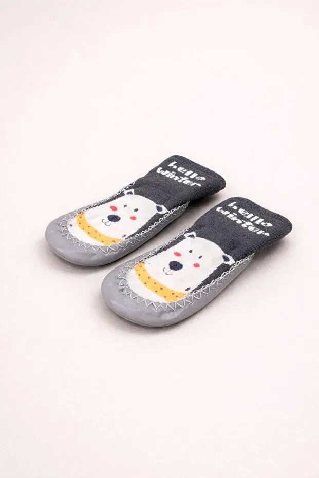 Детские носки для новорожденных кожаные Çarık socks Numix Baby Kids, Gray — фото 4