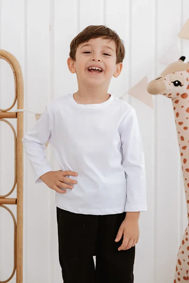 Детская футболка с длинным рукавом хлопковая Lilabio, White — фото 2