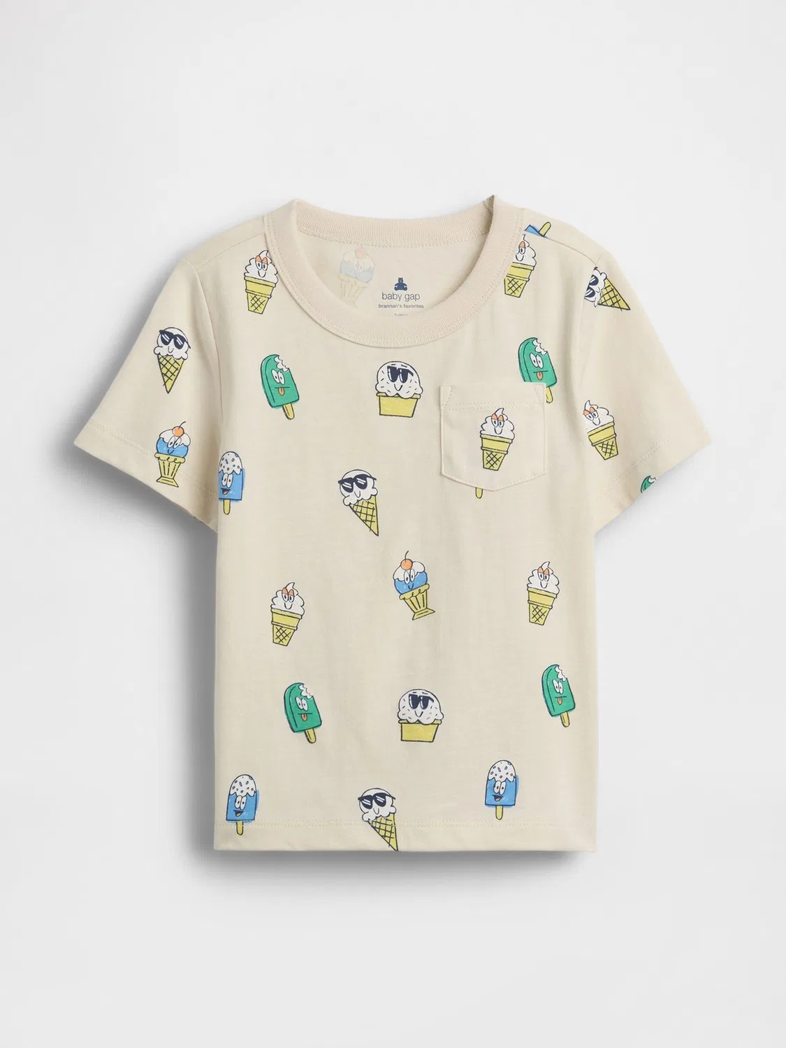 Футболка с принтом и карманом Gap Ice Cream, белый