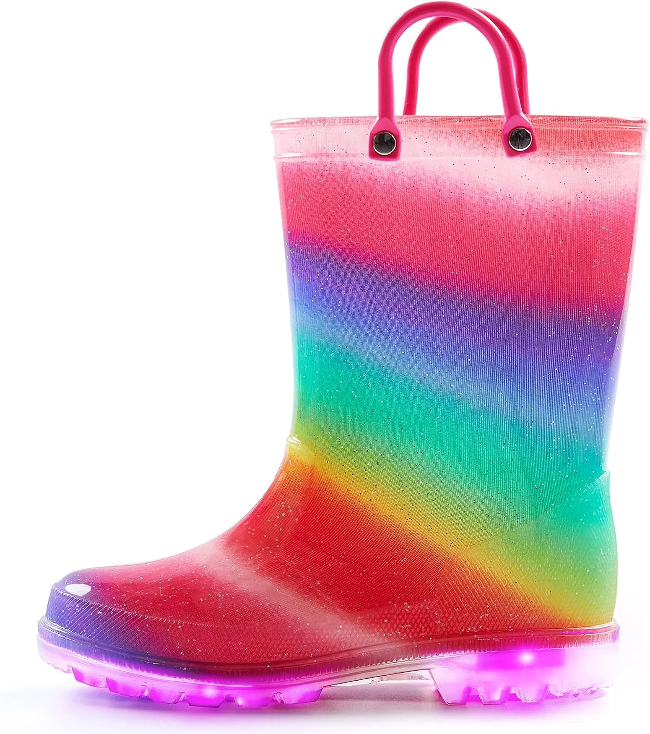 Детские сапоги дождевые со светящейся подошвой K KomForme, Shimmer Rainbow