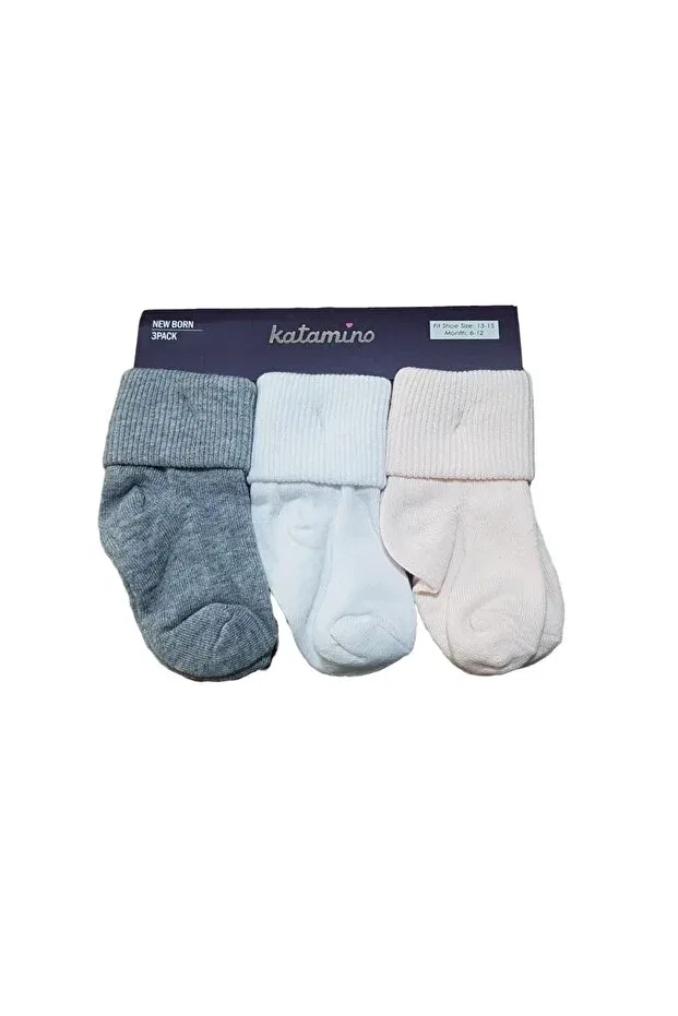 Детские носки хлопковые комплект 3 шт Katamino, Gray White Pink