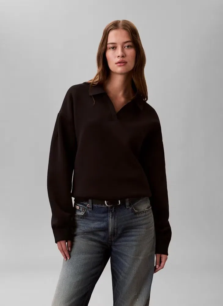 Свитшот оверсайз с логотипом Calvin Klein, черный