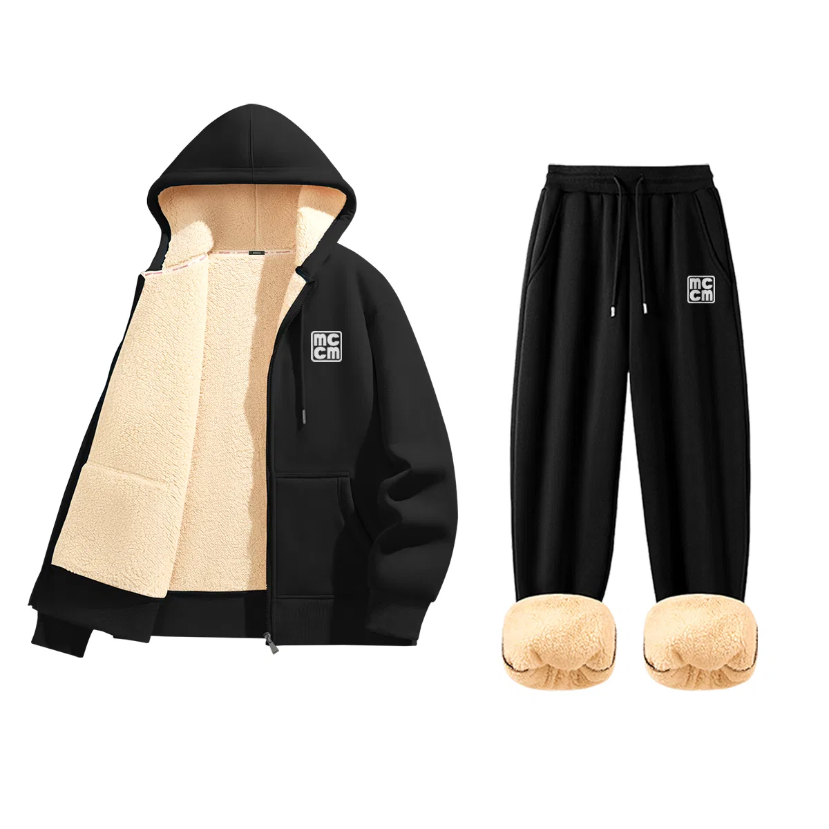 Детский комплект свитшотов с капюшоном на флисе MINISO, Black