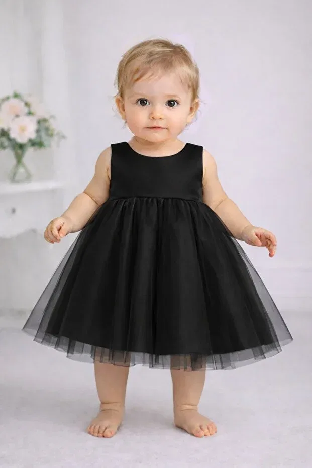Детское платье для девочек сатиновое Suneh, Black