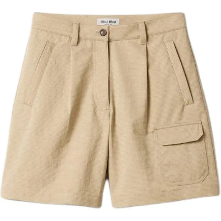 Женские шорты в стиле кэжуал с высокой посадкой SS26 Casual Shorts, MIU MIU, Gray Rope
