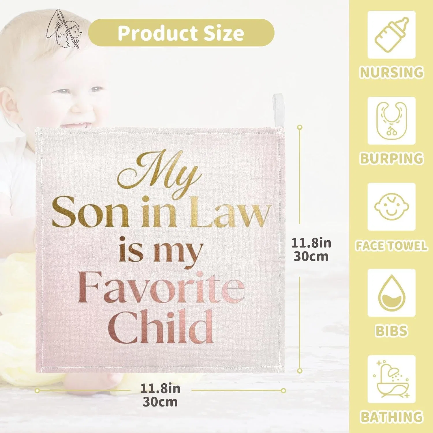Детские мочалки из муслина, 3 шт, GuoChe, 30x30 см, Eleganter Schwiegersohn — фото 4