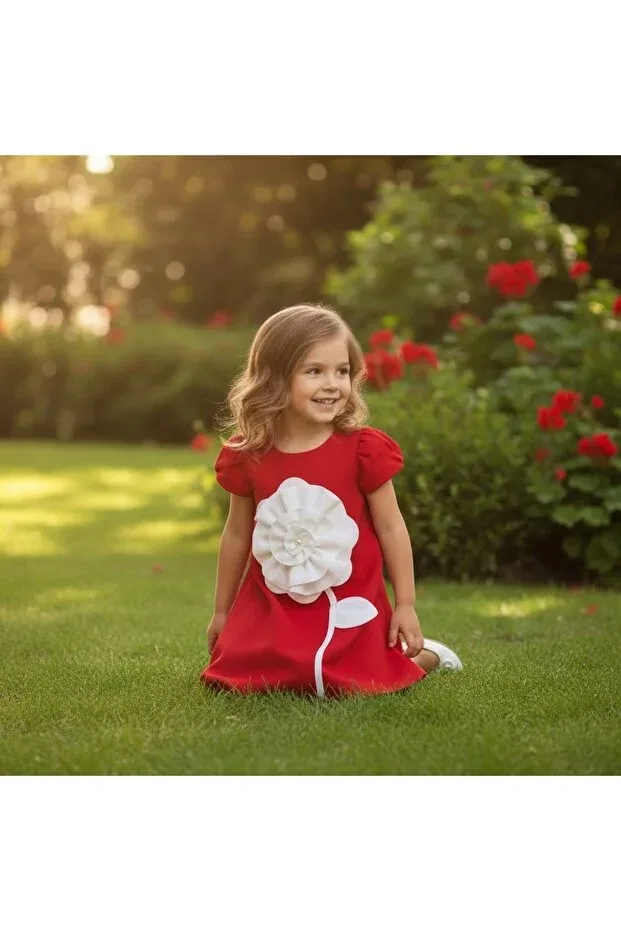 Детское платье для девочек с цветочным принтом Milay'S Life Home Collections, Red Flowers — фото 2