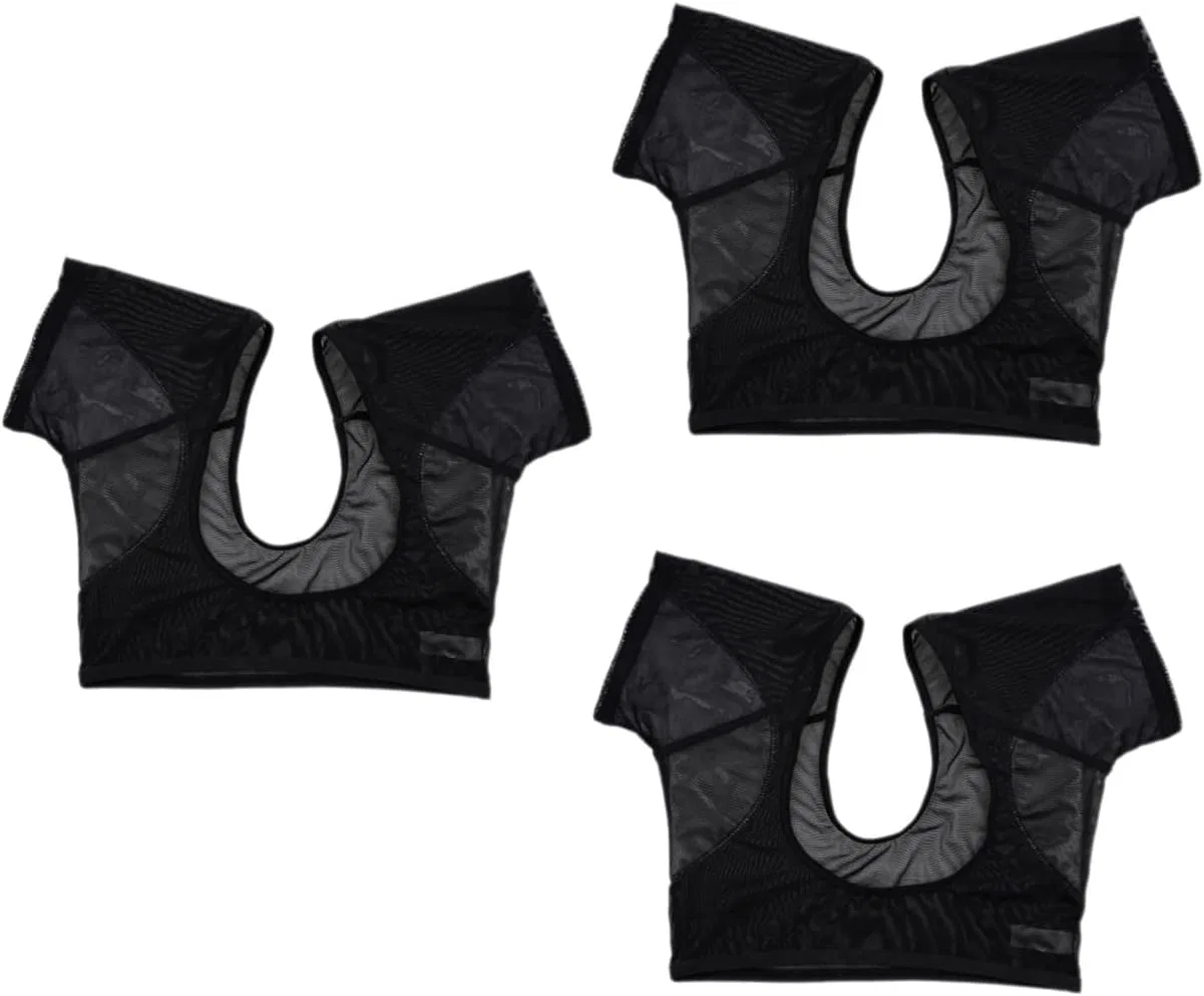 3 Pieces Breathable Underarm Sweat Vest, Minkissy, Black