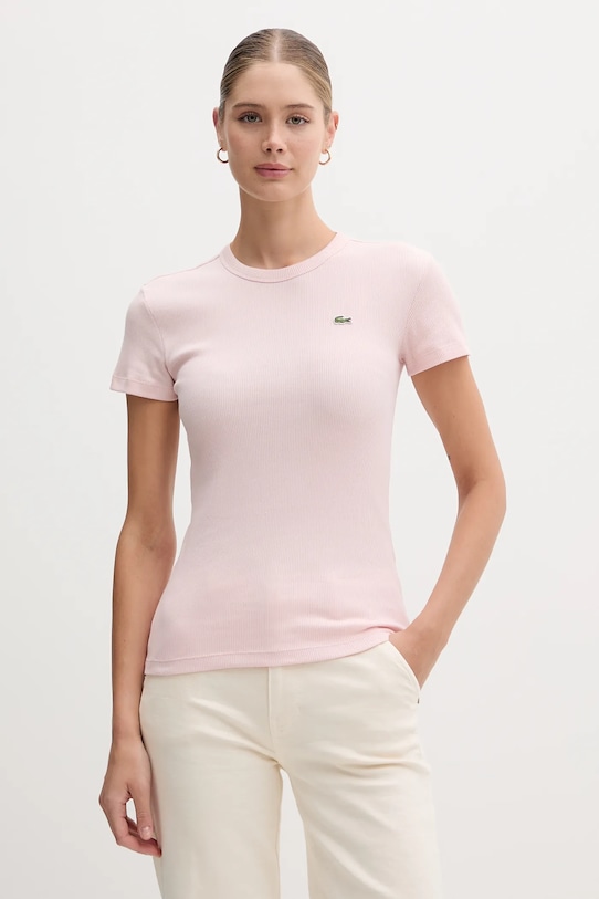 

Хлопковая футболка Lacoste, розовый