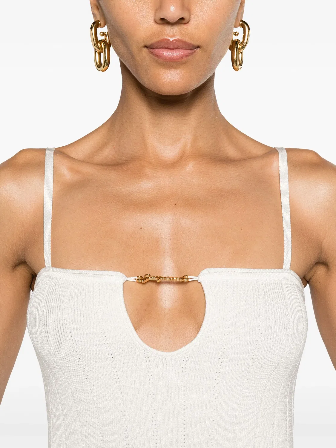 Платье миди Sierra с рифленой текстурой Jacquemus, слоновая кость — фото 2