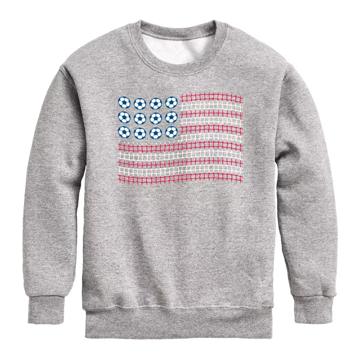 Детский свитшот с принтом Soccer Ball American Flag Instant Message, Athletic Heather