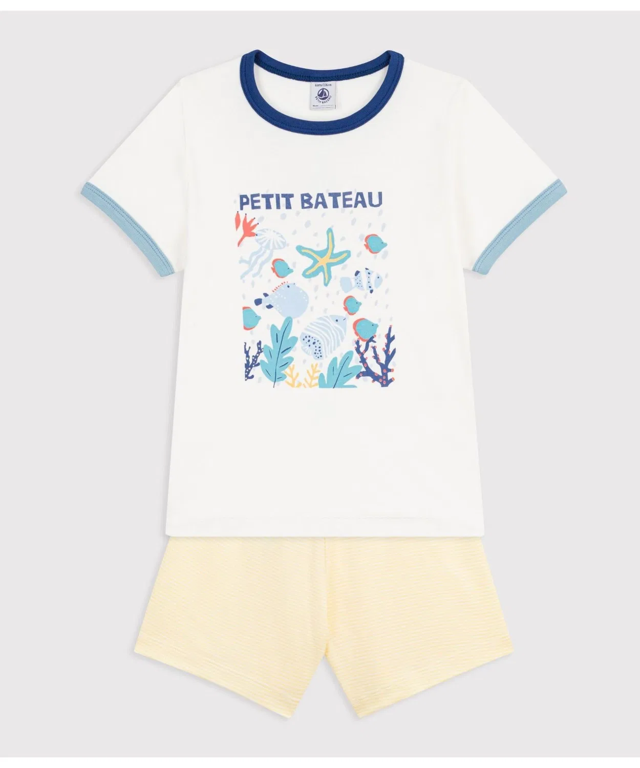 Детская пижама с принтом с коротким рукавом PETIT BATEAU, White — фото 2