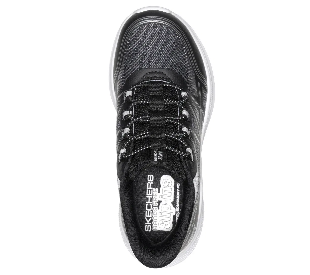 Детские слипоны Microspec Velocity - Grid-Shift Skechers, черный/серебристый — фото 2